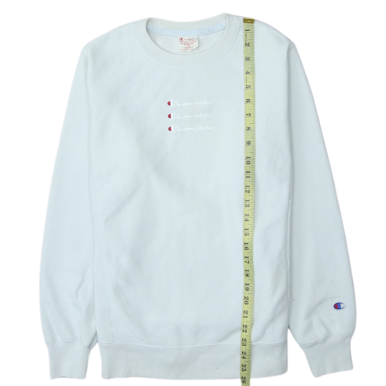 Champion Men's White Small Reverse Weave Pullover Sweatshirt