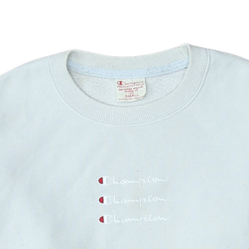 Champion Men's White Small Reverse Weave Pullover Sweatshirt