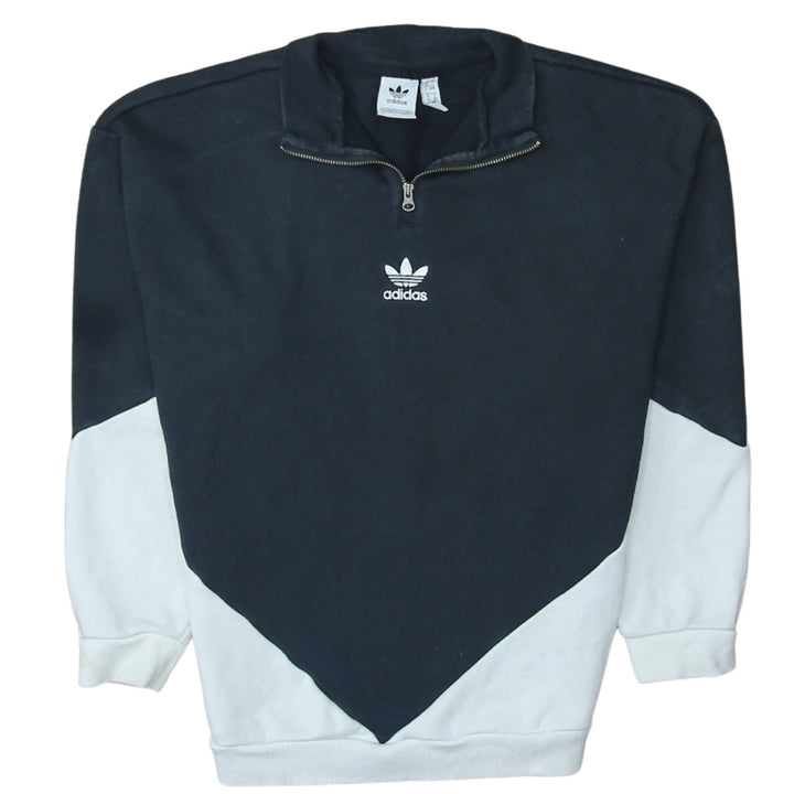 Adidas Womens Black & White 1/4 Zip Sweatshirt UK 8