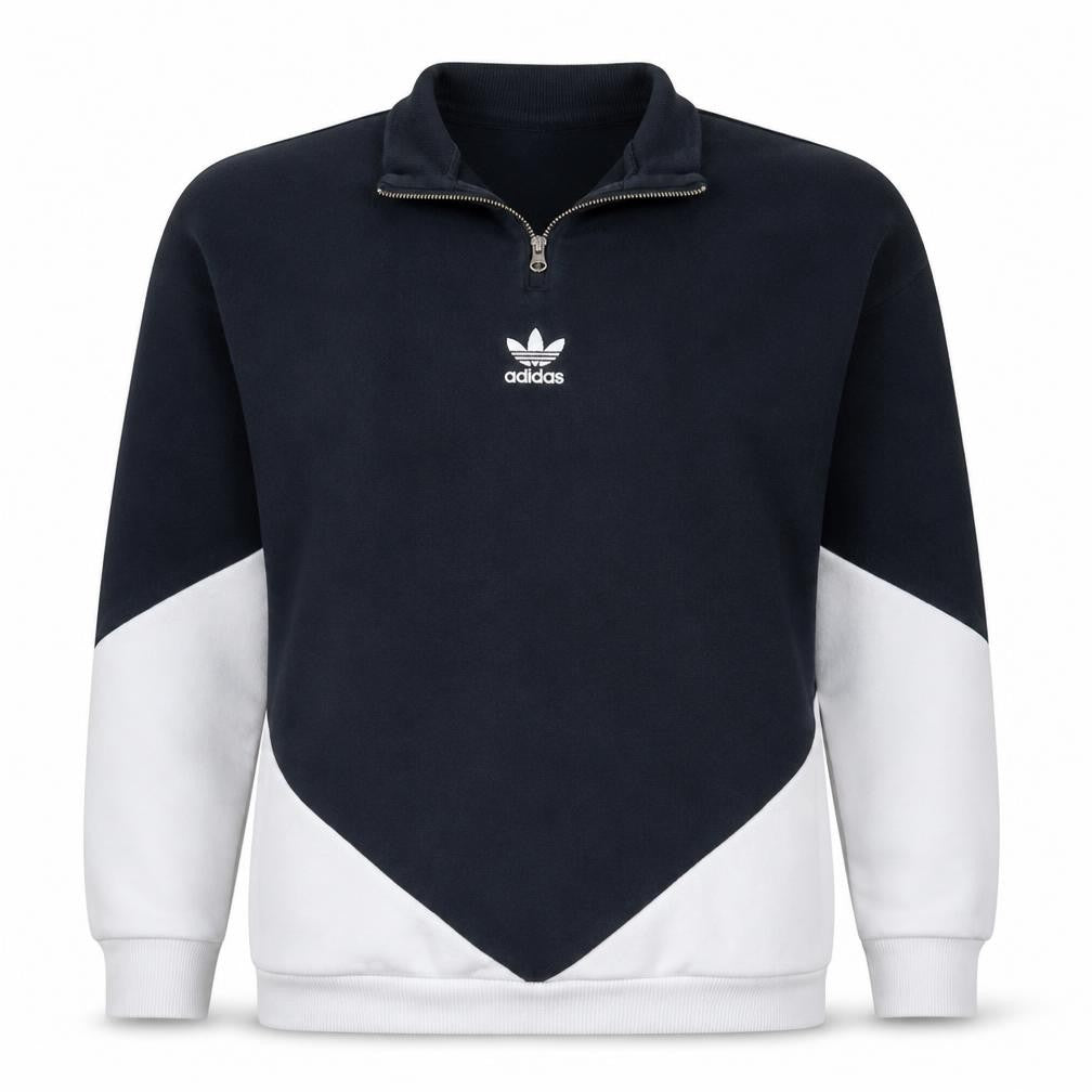 Front view of Adidas women’s black & white 1/4 zip sweatshirt uk 8