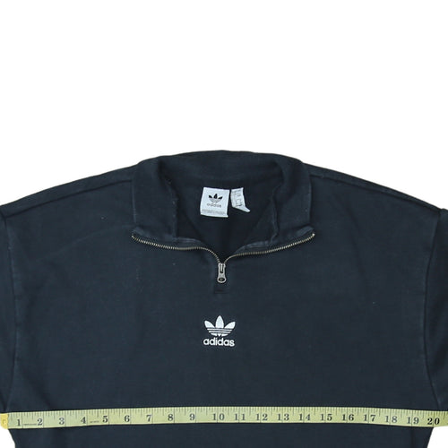 Adidas Womens Black & White 1/4 Zip Sweatshirt UK 8