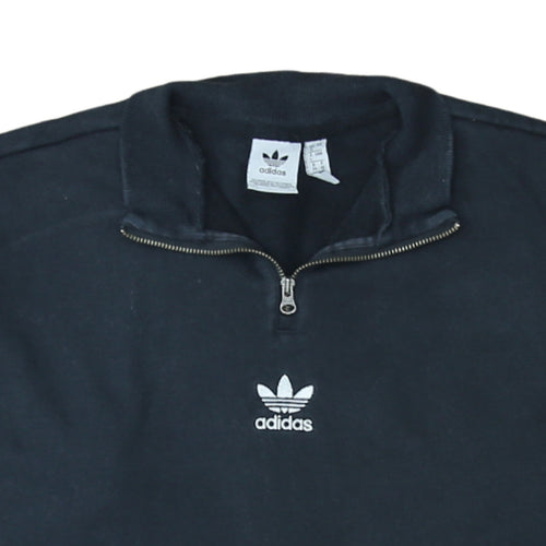 Adidas Womens Black & White 1/4 Zip Sweatshirt UK 8