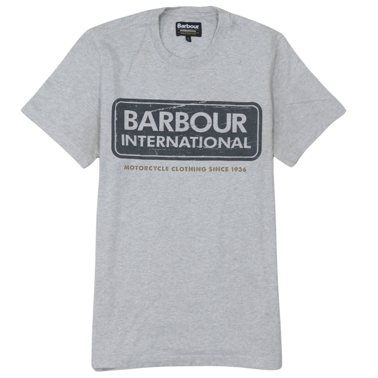 Barbour Women Grey Basic T-Shirt Size S Short Sleeve Cotton
