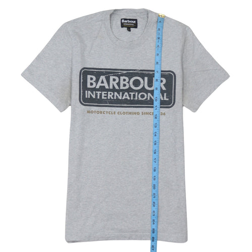Barbour Women Grey Basic T-Shirt Size S Short Sleeve Cotton