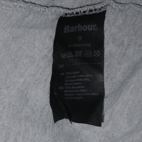 Barbour Women Grey Basic T-Shirt Size S Short Sleeve Cotton