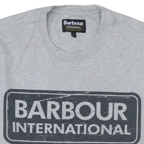 Barbour Women Grey Basic T-Shirt Size S Short Sleeve Cotton