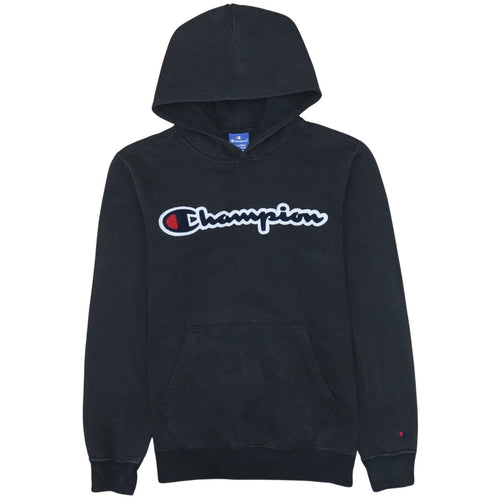 Champion Boys Black XL 13-14 Years Pullover Hoodie with Logo