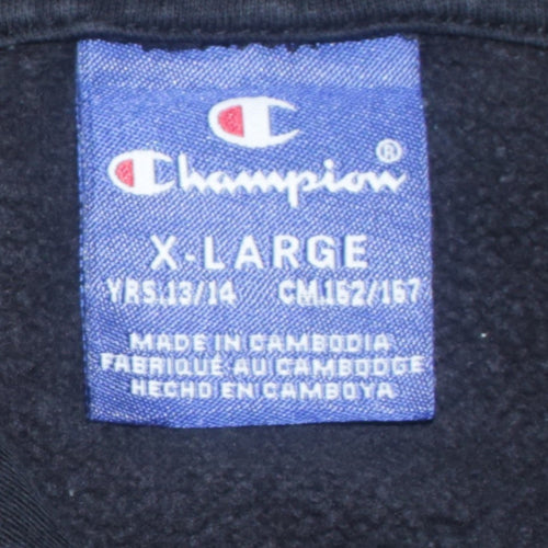 Champion Boys Black XL 13-14 Years Pullover Hoodie with Logo