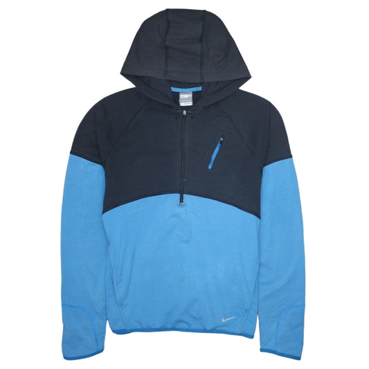 Nike Men's Blue Black 1/4 Zip Pullover Hoodie Size M