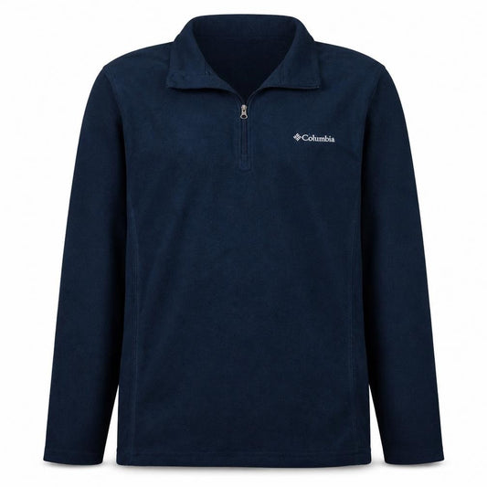 Front view of Columbia Men's Blue Fleece 1/4 Zip Pullover Sweatshirt M