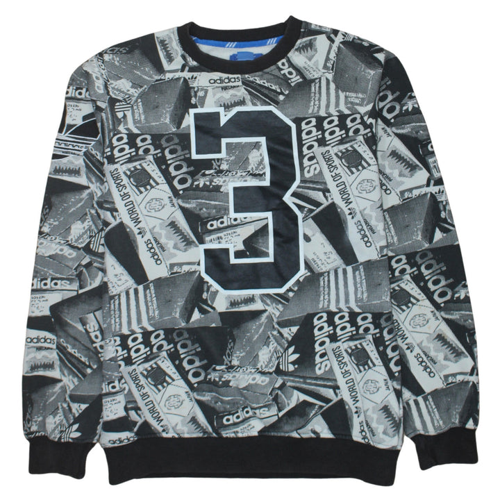 adidas Men's Black Graphic Print Pullover Sweatshirt M