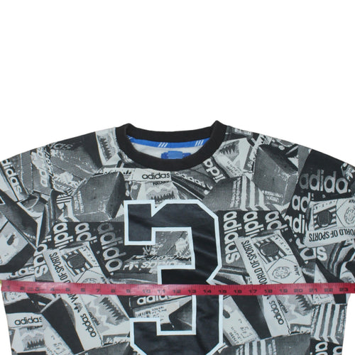 adidas Men's Black Graphic Print Pullover Sweatshirt M