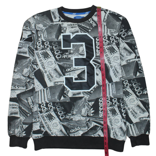 adidas Men's Black Graphic Print Pullover Sweatshirt M