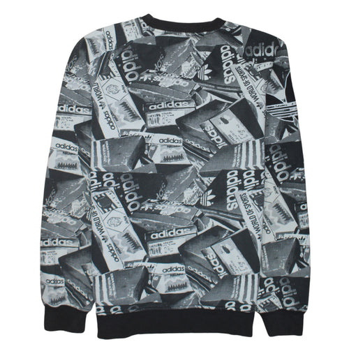 adidas Men's Black Graphic Print Pullover Sweatshirt M