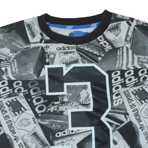 adidas Men's Black Graphic Print Pullover Sweatshirt M