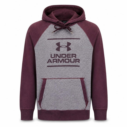 Front view of Under Armour Men's Purple Grey Pullover Hoodie Size Small