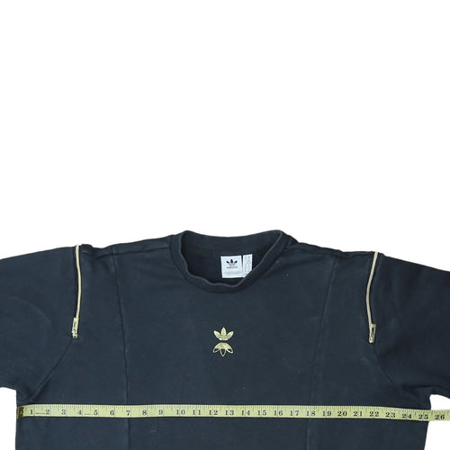 Adidas Womens Black XL Crew Neck Pullover Sweatshirt with Gold Logo
