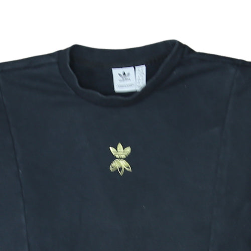 Adidas Womens Black XL Crew Neck Pullover Sweatshirt with Gold Logo