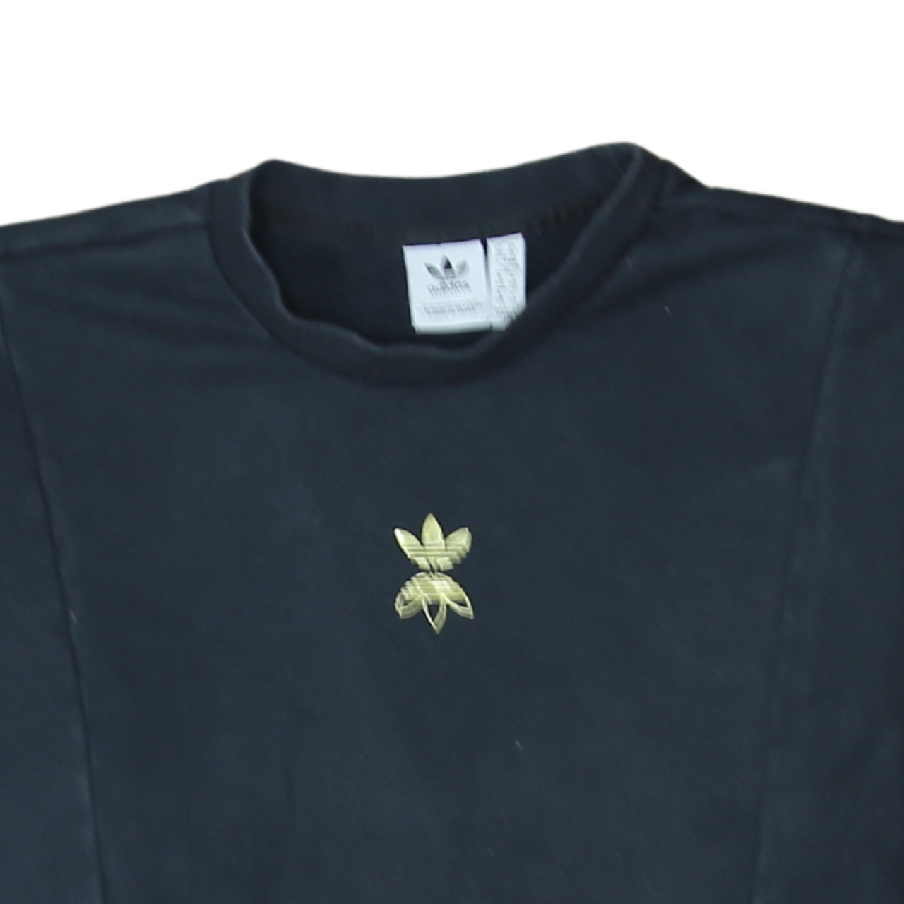 Adidas Womens Black XL Crew Neck Pullover Sweatshirt with Gold Logo
