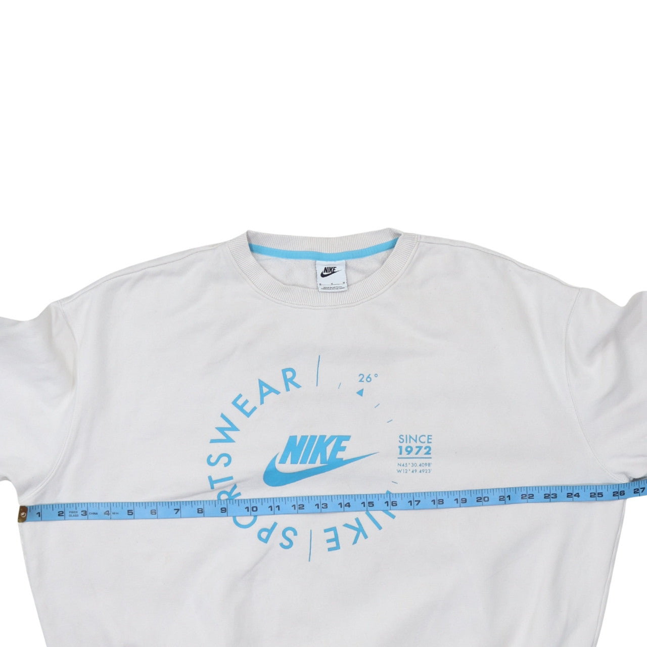 Nike Mens White Medium Pullover Crew Neck Graphic Sweatshirt