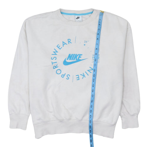 Nike Mens White Medium Pullover Crew Neck Graphic Sweatshirt