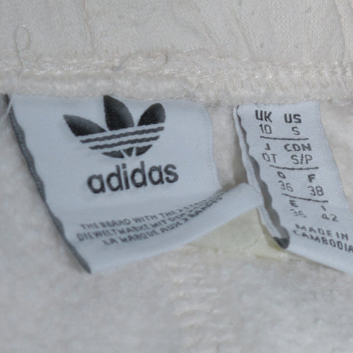 Adidas Women's White Sweatpants Size 10 Tapered Fleece Joggers