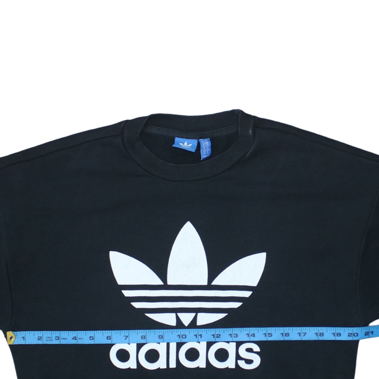Adidas Women Black Crew Neck Pullover Sweatshirt Size 10 Logo Print