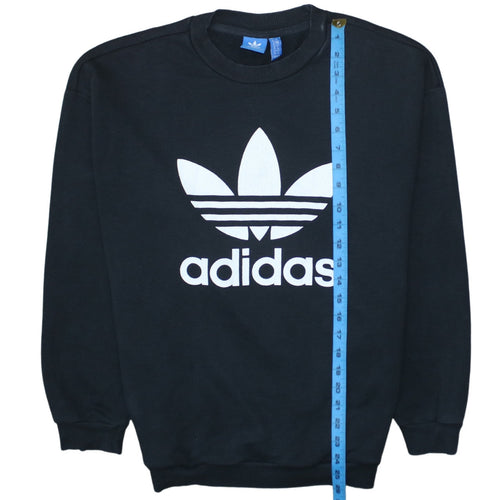 Adidas Women Black Crew Neck Pullover Sweatshirt Size 10 Logo Print