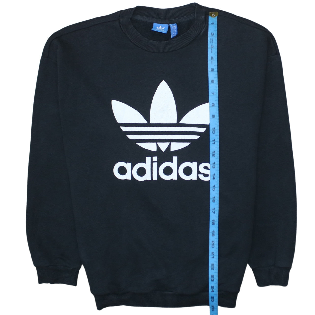 Adidas Women Black Crew Neck Pullover Sweatshirt Size 10 Logo Print