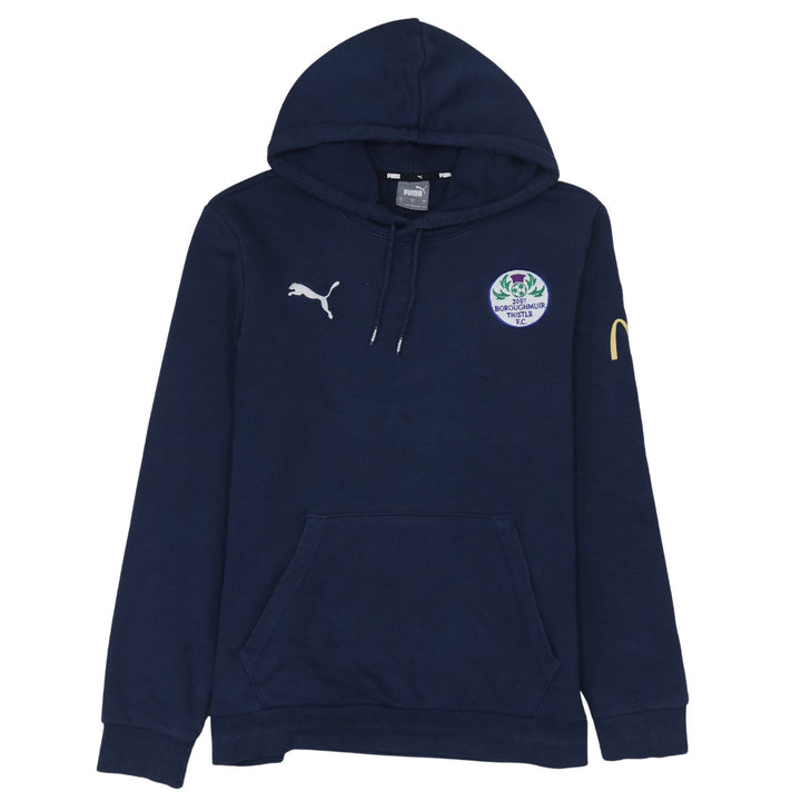 Puma Men's Blue Pullover Hoodie Size S Embroidered Football Sweatshirt