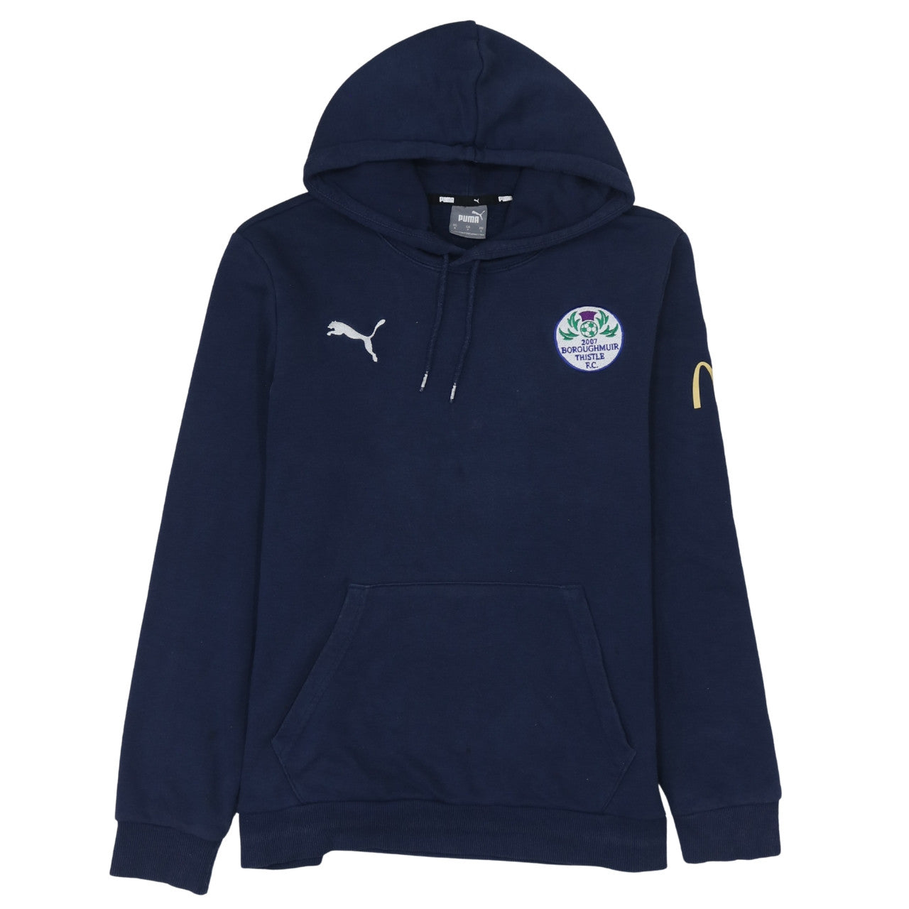 Puma Men's Blue Pullover Hoodie Size S Embroidered Football Sweatshirt