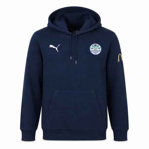 Puma Men's Blue Pullover Hoodie Size S Embroidered Football Sweatshirt