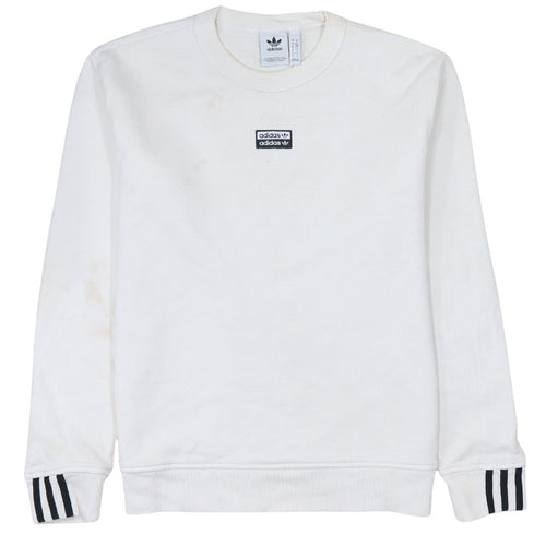 Adidas Men’s White Pullover Sweatshirt S Logo Crew Neck Sportswear