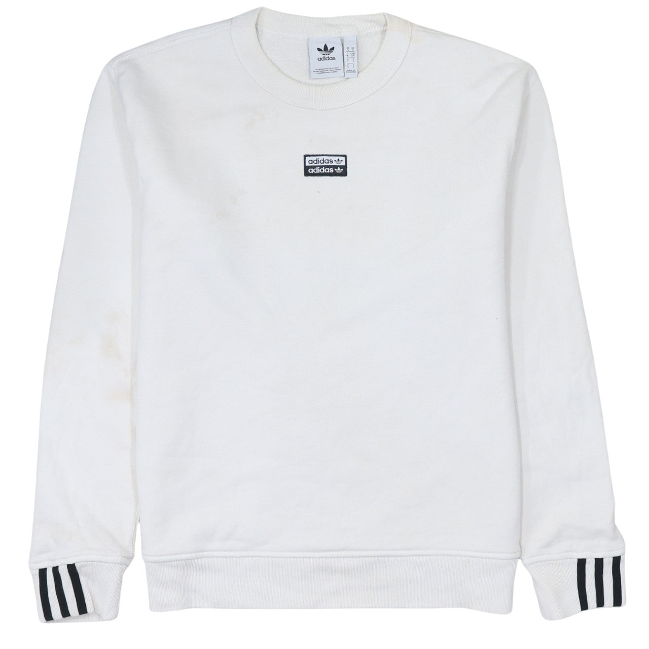 Adidas Men’s White Pullover Sweatshirt S Logo Crew Neck Sportswear