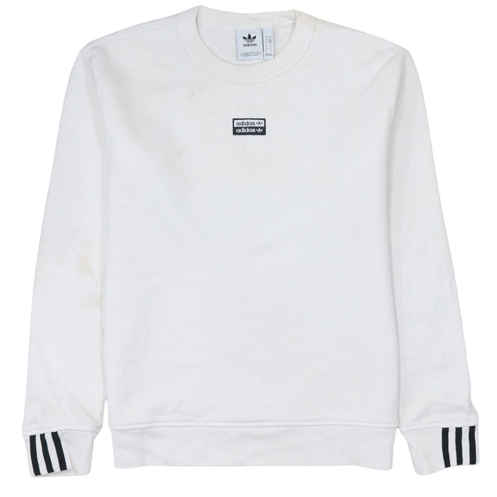 Adidas Men’s White Pullover Sweatshirt S Logo Crew Neck Sportswear