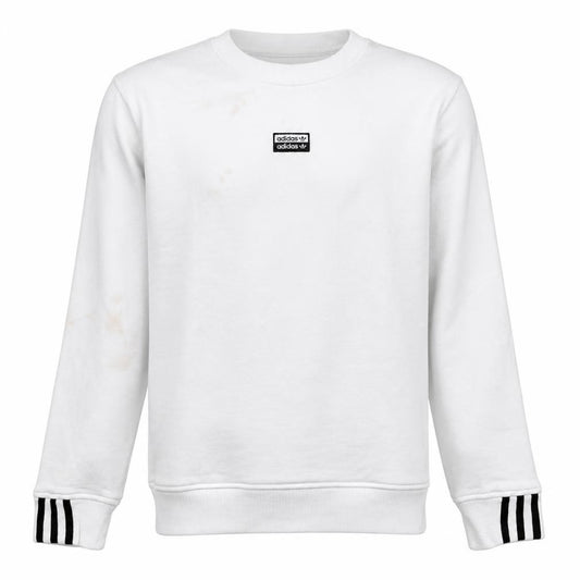 Front view of Adidas Men’s White Pullover Sweatshirt S Logo Crew Neck Sportswear