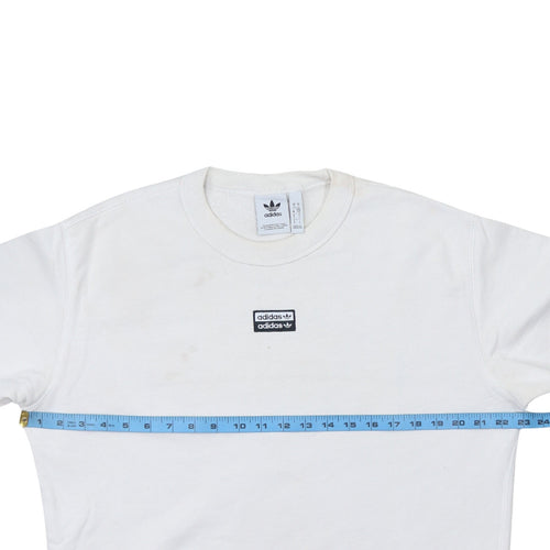 Adidas Men’s White Pullover Sweatshirt S Logo Crew Neck Sportswear