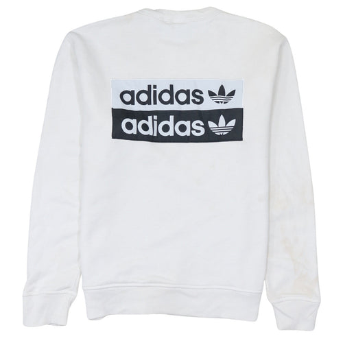 Adidas Men’s White Pullover Sweatshirt S Logo Crew Neck Sportswear