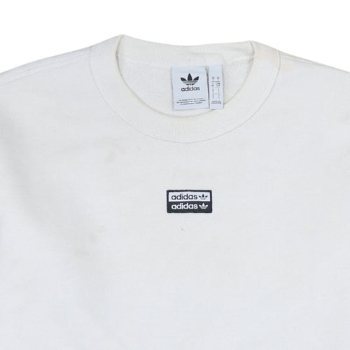 Adidas Men’s White Pullover Sweatshirt S Logo Crew Neck Sportswear