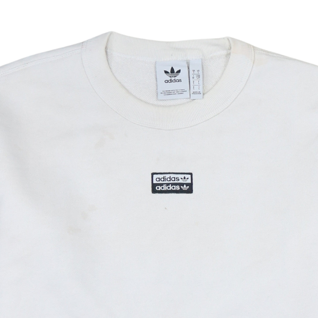 Adidas Men’s White Pullover Sweatshirt S Logo Crew Neck Sportswear