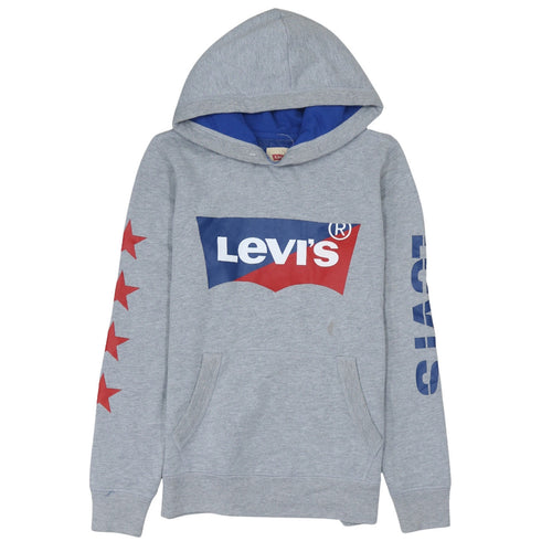 Levi's Boys Grey Pullover Hoodie 14 Years Hooded Graphic Print Sweatshirt