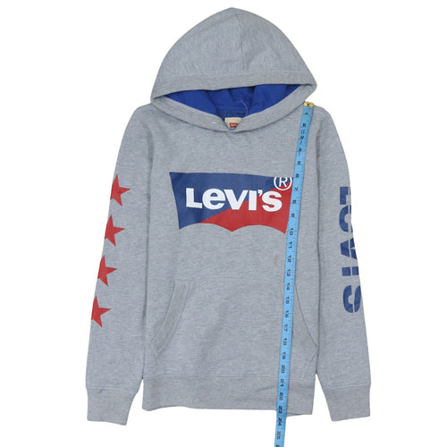 Levi's Boys Grey Pullover Hoodie 14 Years Hooded Graphic Print Sweatshirt