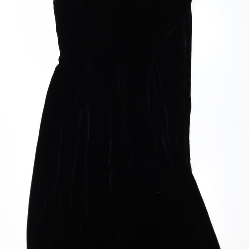 Laura Ashley Women’s Black Velvet Sleeveless Shift Dress UK 12