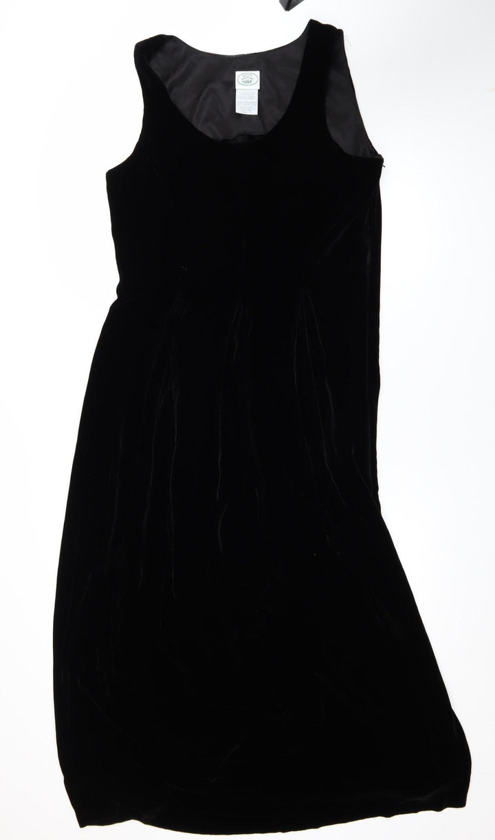 Laura Ashley Women’s Black Velvet Sleeveless Shift Dress UK 12