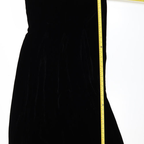 Laura Ashley Women’s Black Velvet Sleeveless Shift Dress UK 12