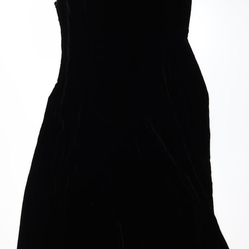 Laura Ashley Women’s Black Velvet Sleeveless Shift Dress UK 12