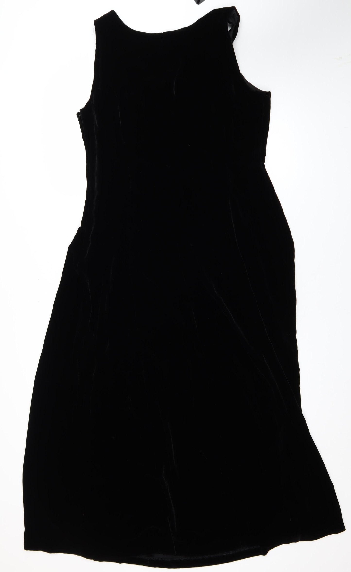 Laura Ashley Women’s Black Velvet Sleeveless Shift Dress UK 12