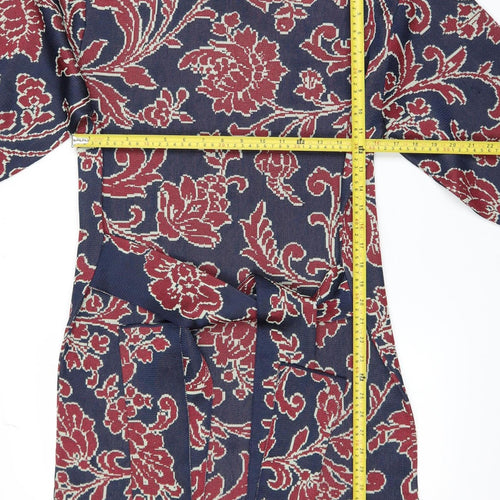 Zara Women Multicoloured S Floral Belted Shift Dress