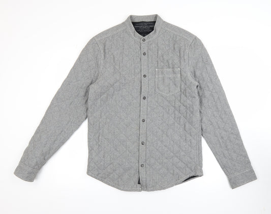AllSaints Men's Grey Quilted Wool Blend Shirt Jacket Small