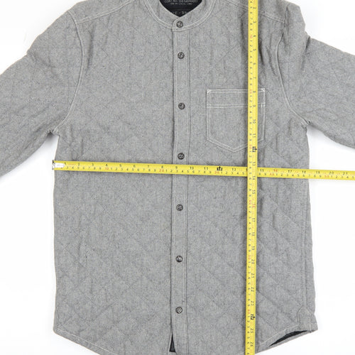 AllSaints Men's Grey Quilted Wool Blend Shirt Jacket Small